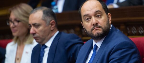 Министр образования и науки Армении Араик Арутюнян на внеочередном заседании НС (7 июня 2018). Еревaн - Sputnik Армения