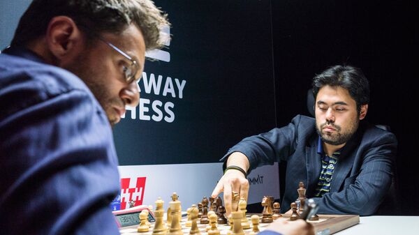 Партия Левон Аронян Хикару Накамура в турнире Altibox Norway Chess 2018 (7 июня 2018). Ставангер, Норвегия - Sputnik Армения