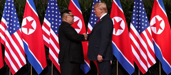 Встреча лидеров США Дональда Трампа и Северной Кореи Ким Чен Ына (12 июня 2018). Отель Capella, остров Сентоза, Сингапур - Sputnik Армения
