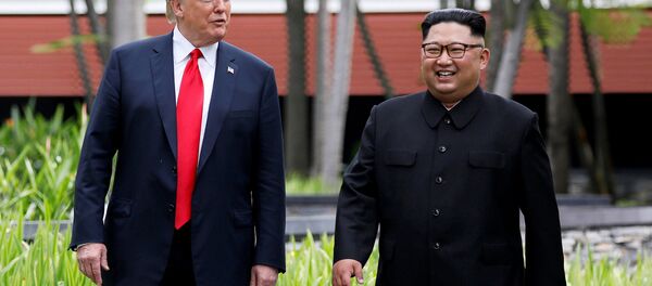 Встреча лидеров США Дональда Трампа и Северной Кореи Ким Чен Ына (12 июня 2018). Отель Capella, остров Сентоза, Сингапур - Sputnik Армения