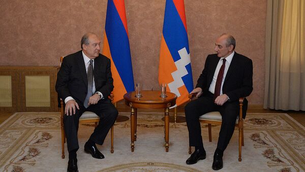 Президент Армении Армен Саркисян встретился с Президентом Карабаха Бако Саакяном (13 июня 2018). Еревaн - Sputnik Армения