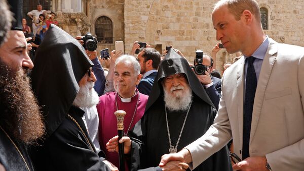 Встреча принца Уильяма с представителями Иерусалимского патриархата ААЦ (28 июня 2018). Иерусалим - Sputnik Армения