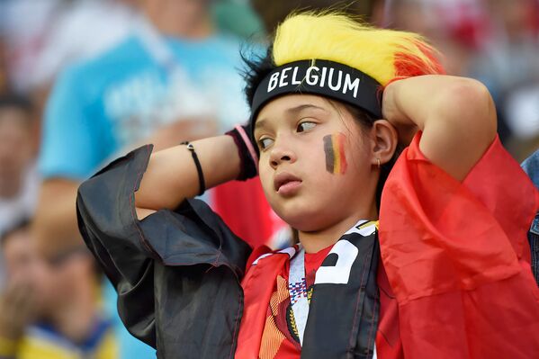 Юный болельщик сборной Бельгии на матче Англия - Бельгия (28 июня 2018). Калининград - Sputnik Армения