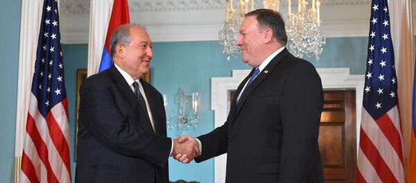 Президент Армении Армен Саркисян встретился с Гос.секретарем США Майком Помпео (29 июня 2018). Вашингтoн - Sputnik Армения