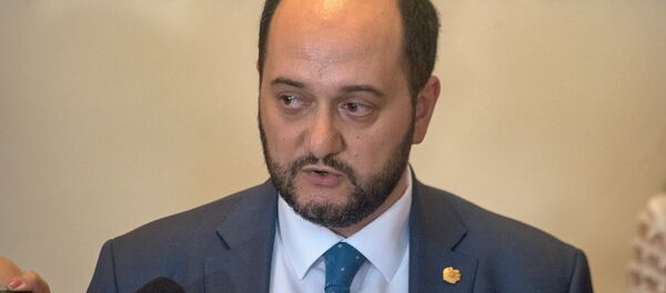 Министр образования и науки Армении Араик Арутюнян на встрече с журналистами (4 июля 2018). Еревaн - Sputnik Армения