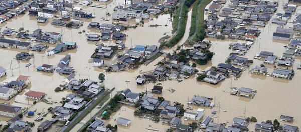 Затопленная после сильного дождя область в префектуре Окаяма (8 июля 2018). Курасики, Япония Затопленная после сильного дождя область в префектуре Окаяма (8 июля 2018). Курасики, Япония - Sputnik Армения