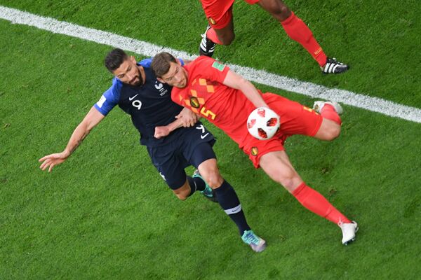 Полуфинальный матч чемпионата мира по футболу между сборными Франции и Бельгии (10 июля 2018). Санкт-Петербург - Sputnik Армения