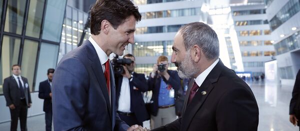 Встреча премьер-министров Армении и Канады Никола Пашиняна и Джастина Трюдо (12 июля 2018). Брюссель - Sputnik Արմենիա