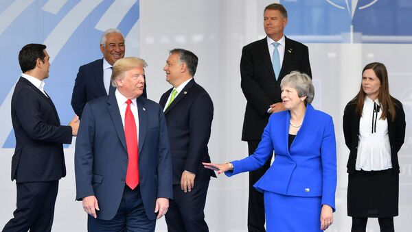 Президент США Дональд Трамп во время церемонии открытия саммита НАТО (11 июля 2018). Брюссель - Sputnik Армения
