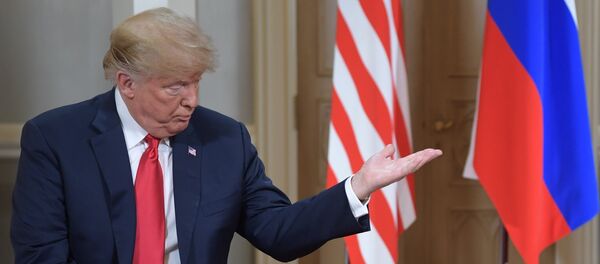 Президент США Дональд Трамп во время встречи с Президентом России Владимиром Путиным в президентском дворце (16 июля 2018). Хельсинки - Sputnik Армения