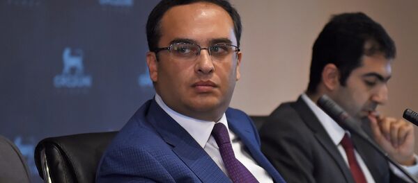 Глава канцелярии второго Президента Армении Роберта Кочаряна Виктор Согомонян во время пресс-конференции (28 июля 2018). Еревaн - Sputnik Армения