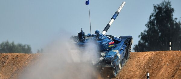 Танк команды армии Армении в индивидуальной гонке международных соревнований Танковый биатлон-2018 на подмосковном полигоне Алабино. Танк команды армии Армении в индивидуальной гонке международных соревнований Танковый биатлон-2018 на подмосковном полигоне Алабино. - Sputnik Արմենիա