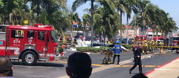 Двухмоторный самолет, разбившийся недалеко от торгового центра South Coast Plaza в Санта-Ане (5 августа 2018). Калифорния - Sputnik Армения