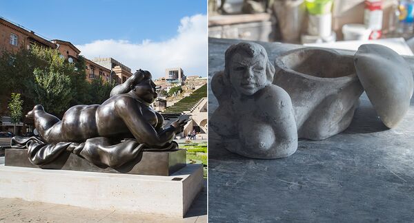 Скульптура Курящая женщина Ботеро и работа скульптора Владимира Анташяна Скульптура Курящая женщина Ботеро и работа скульптора Владимира Анташяна - Sputnik Армения
