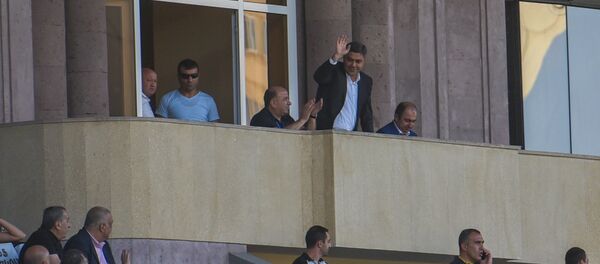 Глава СНБ Армении Артур Ванецян на футбольном матче 2-го квалификационного раунда Алашкерт (Мартуни, Армения) - Сутьеска (Никшич, Черногория) (2 августа 2018). Еревaн - Sputnik Армения