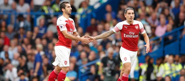 Генрих Мхитарян празднует свой гол в матче английской премьер-лиги между камандами Арсенал - Челси (18 августа 2018). Лондон Генрих Мхитарян празднует свой гол в матче английской премьер-лиги между камандами Арсенал - Челси (18 августа 2018). Лондон - Sputnik Արմենիա
