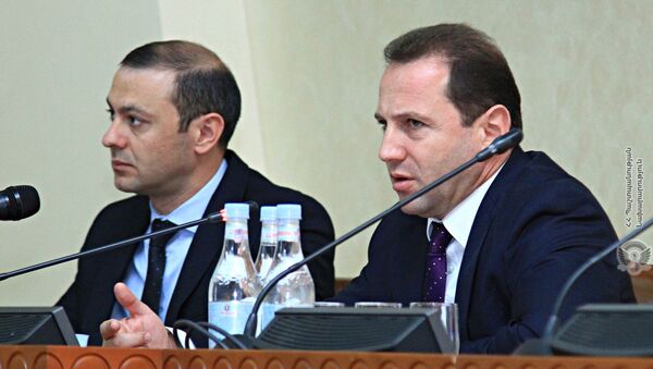 Минист обороны Давид Тоноян и секретарь СБ Армен Григорян - Sputnik Արմենիա