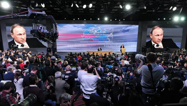 Одиннадцатая ежегодная большая пресс-конференция президента России Владимира Путина - Sputnik Армения