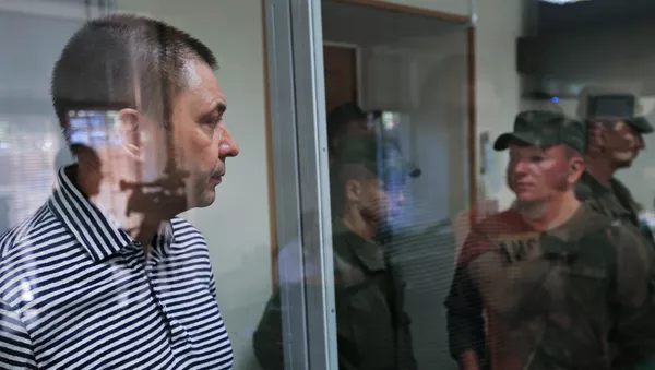Руководитель портала РИА Новости Украина Кирилл Вышинский в зале апелляционного суда Херсонской области (6 августа 2018). Украина