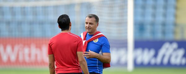 Тренировка сборной Армении по футболу перед матчем Лиги Наций УЕФА со сборной Лихтенштейна (5 сентября 2018). Еревaн - Sputnik Армения