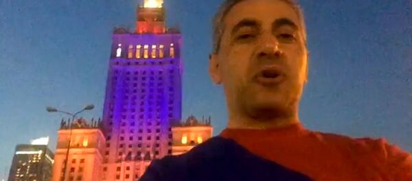 Дворец культуры и науки в Польше в цветах флага Армении Дворец культуры и науки в Польше в цветах флага Армении - Sputnik Արմենիա