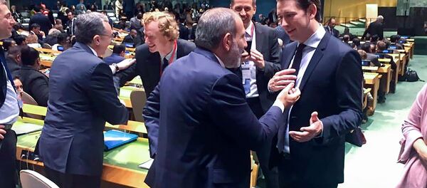 Беседа премьер-министров Армении и Австрии Никола Пашиняна и Себастьяна Курца на Генеральной ассамблее ООН (25 сентября 2018). Нью-Йорк - Sputnik Армения