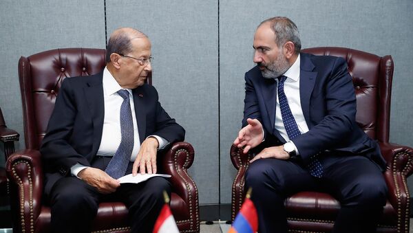Премьер-министр Никол Пашинян встретился с президентом Ливана Мишелем Ауном (25 сентября 2018). Нью-Йорк - Sputnik Армения