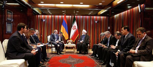 Премьер-министр Никол Пашинян встретился с президентом Ирана Хасаном Роухани (25 сентября 2018). Нью-Йорк - Sputnik Армения