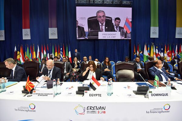 Речь министра иностранных дел Армении Зограба Мнацаканяна на саммите Франкофонии (8 октября 2018). Еревaн - Sputnik Армения