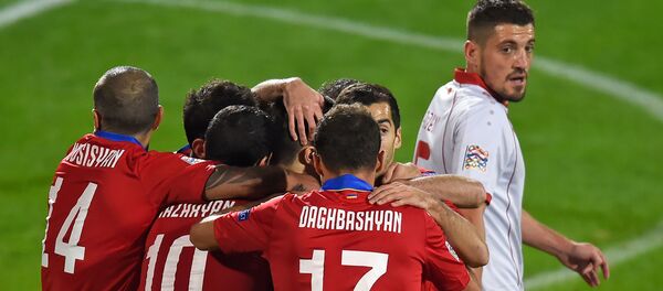 Футбольный матч Лиги Наций УЕФА между сборными Армении и Македонии (16 октября 2018). Еревaн Футбольный матч Лиги Наций УЕФА между сборными Армении и Македонии (16 октября 2018). Еревaн - Sputnik Армения