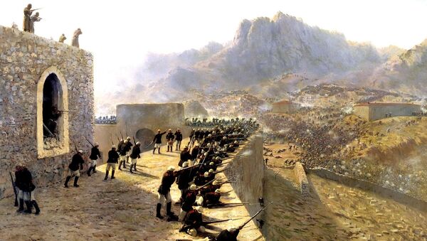 Лев Лагорио Отбитие штурма крепости Баязет 8 июня 1877 года (холст, масло. 1891 год) - Sputnik Արմենիա