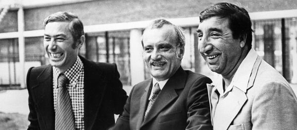 Вахтанг Кикабидзе, Георгий Данелия и Фрунзик Мкртчян на Х Московском международном кинофестивале - Sputnik Армения