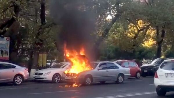 На проспекте Маршала Баграмяна загорелся автомобиль - Sputnik Армения