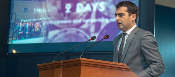 И.о. министра связи, транспорта и ИТ Акоп Аршакян на международной конференции по блокчейну ChainPoint18 (14 ноября 2018). Еревaн - Sputnik Армения