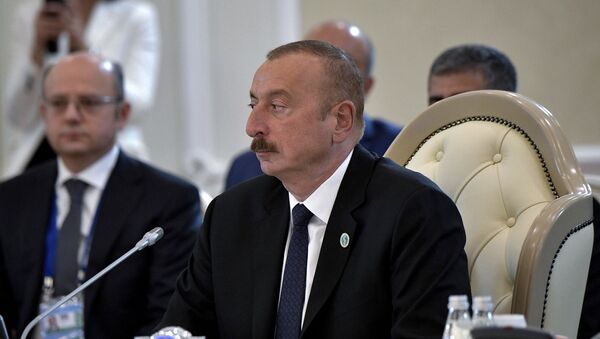 Президент Азербайджана Ильхам Алиев во время Пятого Касписйкого Саммита (12 августа 2018). Актау - Sputnik Армения