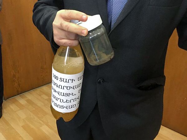 Բնապահպանները նախարարի պաշտոնակատարին ջուր ու տիղմ նվիրեցին. լուսանկարներ Բնապահպանները նախարարի պաշտոնակատարին ջուր ու տիղմ նվիրեցին. լուսանկարներ - Sputnik Արմենիա