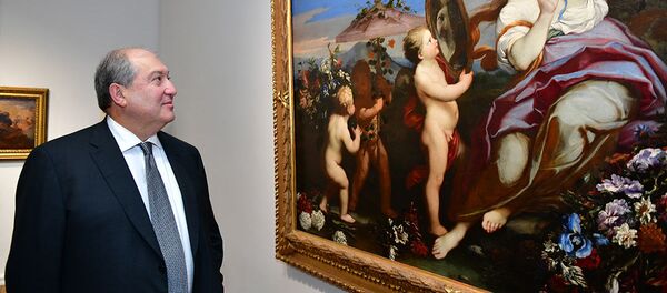 Президент Армен Саркисян с супругой посетили выставку Берлинская школа: Итальянское барокко в Национальной галерее Армении (6 декабря 2018). Еревaн Президент Армен Саркисян с супругой посетили выставку Берлинская школа: Итальянское барокко в Национальной галерее Армении (6 декабря 2018). Еревaн - Sputnik Армения