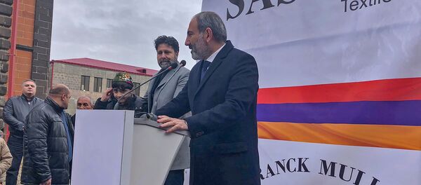 Закладка первого камня текстильной фабрики Sasstex (7 декабря 2018). Гюмри - Sputnik Армения