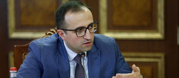 И.о. министра здравоохранения Арсен Торосян на совещании об увеличении объема генетических исследований в области здравоохранения и разработанном для этой цели проекте “Армянский геном” (19 декабря 2018). Еревaн - Sputnik Արմենիա