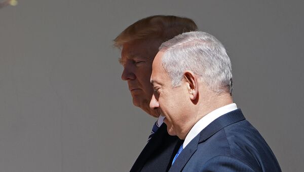 Президент США Дональд Трамп и премьер-министр Израиля Биньямин Нетаньяху во время встречи в Белом доме (5 марта 2018). Вашингтон - Sputnik Армения