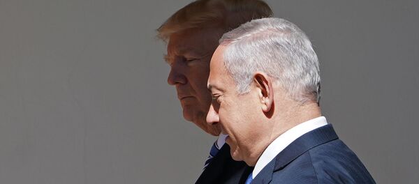 Президент США Дональд Трамп и премьер-министр Израиля Биньямин Нетаньяху во время встречи в Белом доме (5 марта 2018). Вашингтон - Sputnik Армения