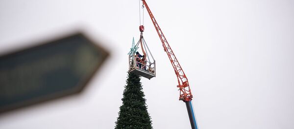 Установка главной новогодней елки Еревана - Sputnik Армения