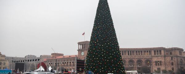 Установка главной новогодней елки Еревана - Sputnik Արմենիա