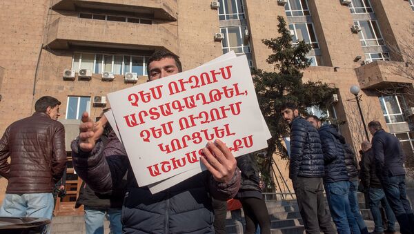 Участник акции протеста у здания Министерства здравоохранения Армении (11 января 2019). Еревaн - Sputnik Արմենիա