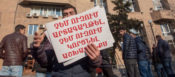 Участник акции протеста у здания Министерства здравоохранения Армении (11 января 2019). Еревaн - Sputnik Արմենիա