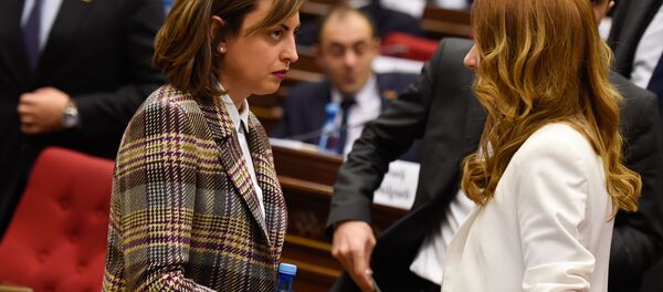 Вице-спикер парламента Армении Лена Назарян и руководитель фракции Мой Шаг Лилит Макинц на заседании парламента Армении (15 января 2019). Еревaн Вице-спикер парламента Армении Лена Назарян и руководитель фракции Мой Шаг Лилит Макинц на заседании парламента Армении (15 января 2019). Еревaн - Sputnik Արմենիա