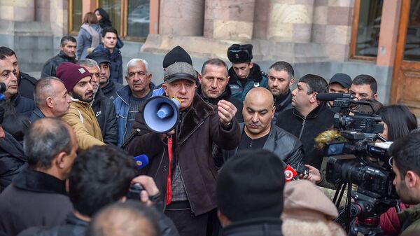 Акция протеста автодилеров перед зданием правительства (17 января 2019). Еревaн - Sputnik Армения