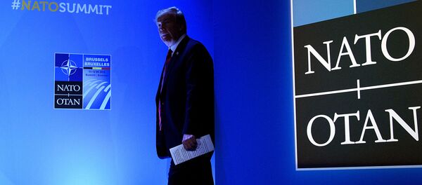 Президент США Дональд Трамп перед пресс-конференцией второго дня саммита НАТО (12 июля 2018). Брюссель - Sputnik Արմենիա