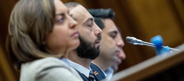 Арарат Мирзоян, Лена Назарян, Ален Симонян и Ваге Энфиаджян на заседании Парламента (18 января 2019). Еревaн - Sputnik Армения