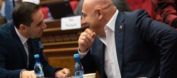 Депутаты от фракции Процветающая Армения Арман Абовян и Эдуард Бабаян на заседании парламента (18 января 2019). Еревaн - Sputnik Армения